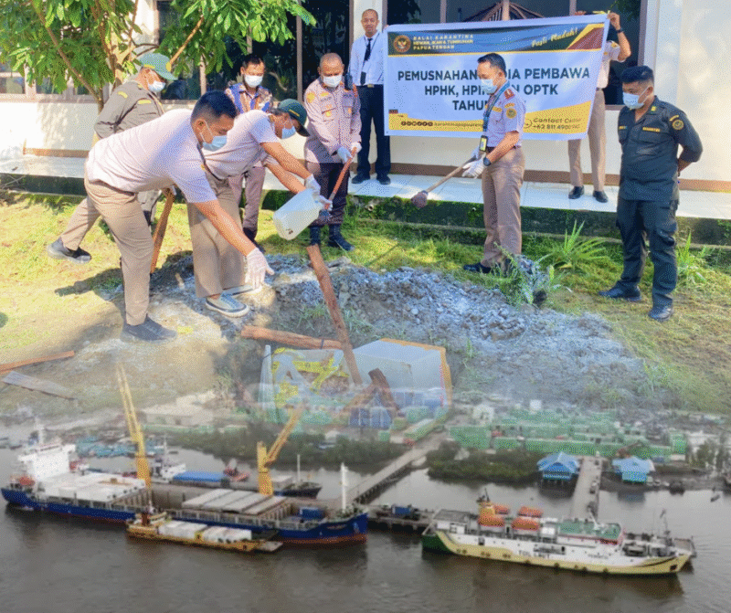 
Proses saat pemusnahan barang sitaan oleh Balai Karantina
