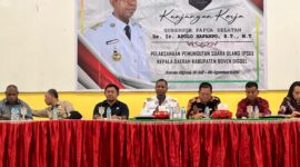 Gubernur PPS Apolo Safanpo saat Rapat persiapan PSU Pilkada Bouven Digoel